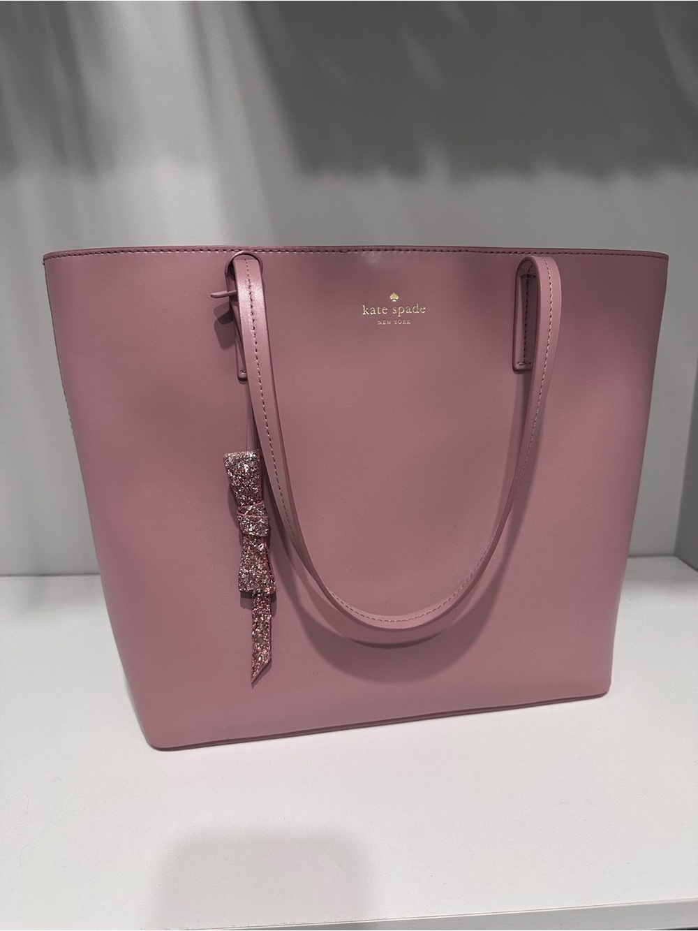 kate spade Pink Leather Tote with Glitter Bow Charm